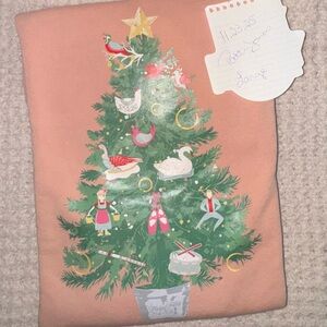 SOLD - Living Fully - Pink 12 Days of Christmas Tree Sweatshirt by Mallory Ervin